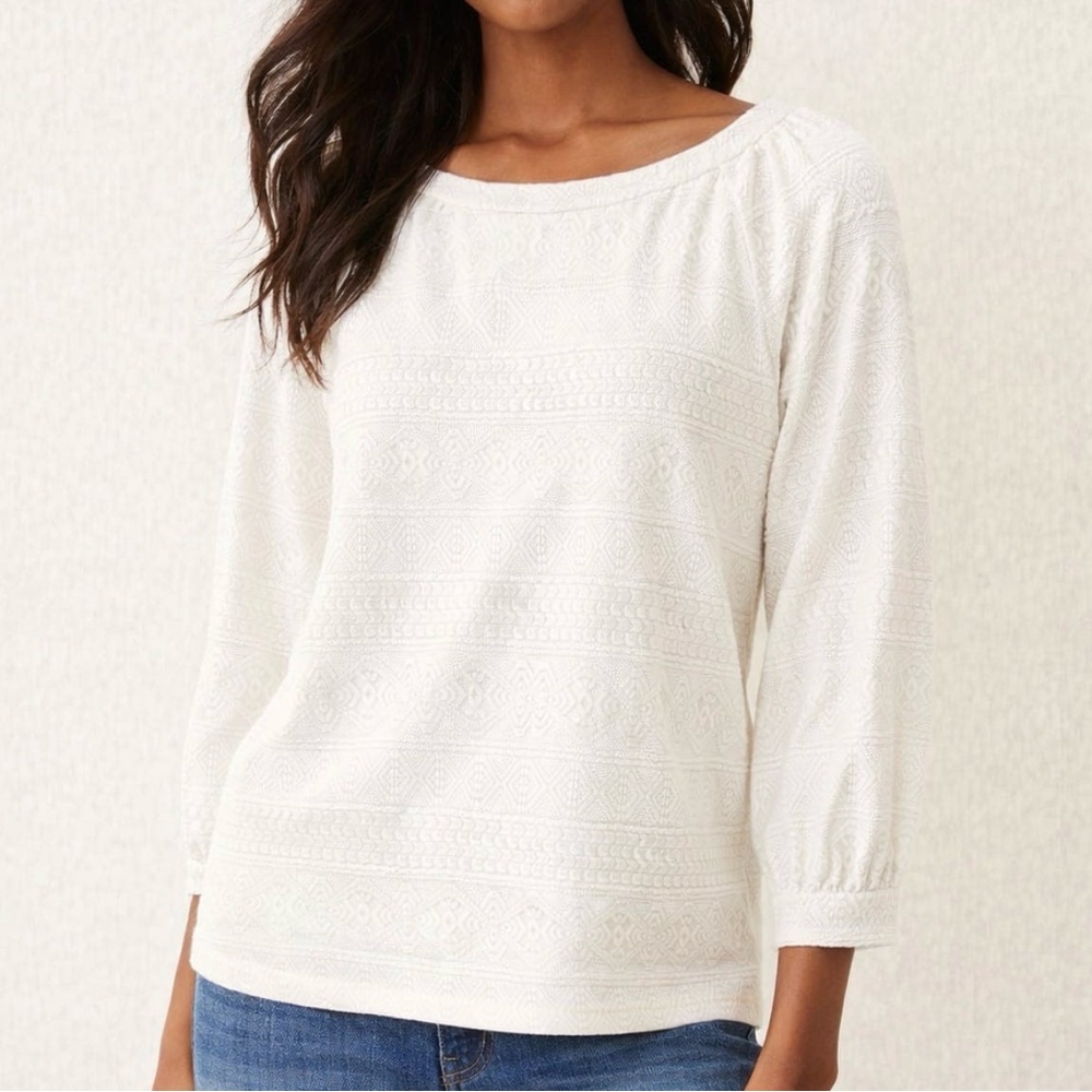 LOFT Women's White Textured Top